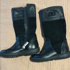 D&G Black Leather and Suede Boots